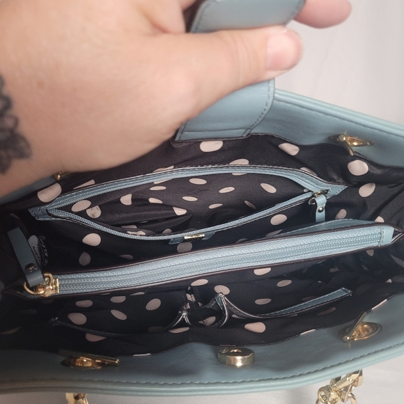 Anne Klein Coast Is Clear Ice Baby Blue Shoulder Bag Gold Hardware - Picture 12 of 15